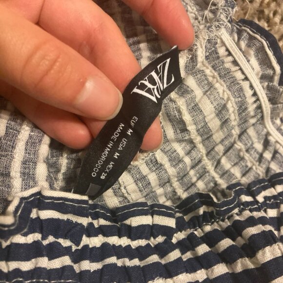 Zara Unique Ruffles Crossover Striped Top / Blouse - Picture 2 of 3